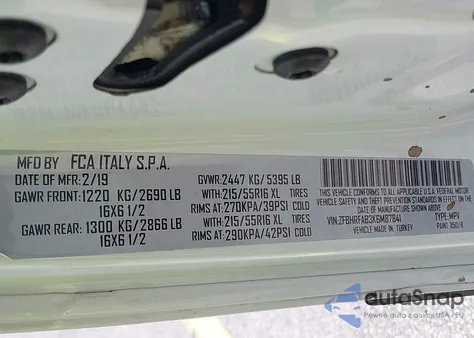 2019 Ram Promaster City Tradesman from USA, damaged, VIN ZFBHRFAB3K6M87841